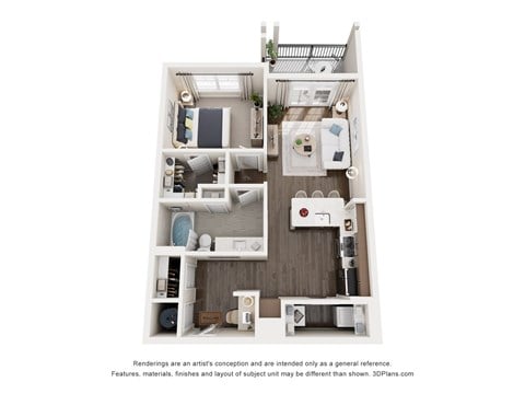 Floor plan for 1 bed, 1 bath, 756 sqft